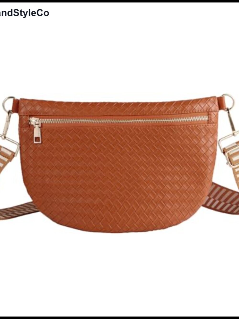 Woven Leather Crossbody Belt Bag Fanny Waist Pack Sling Purse